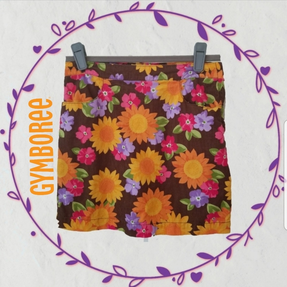Sunflower floral corduroy skirt